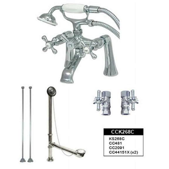 Kingston Brass  Vintage Deck Mount Clawfoot Tub Faucet Package in Polished Chrome
