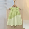 thumbnail image 2 of FamilyThread Girls' Summer Dress Flare Sleeveless Cotton Dress with Round Neck Solid Color Casual Outfit Breathable Baby Dress for 0-12Y, 2 of 3