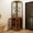 Brown, variant on HAUXITIO Metal Corner Bar Cabinet with Wine Rack, Glass Holder, Mesh Door & Adjustable Shelf for Home, Brown Oak