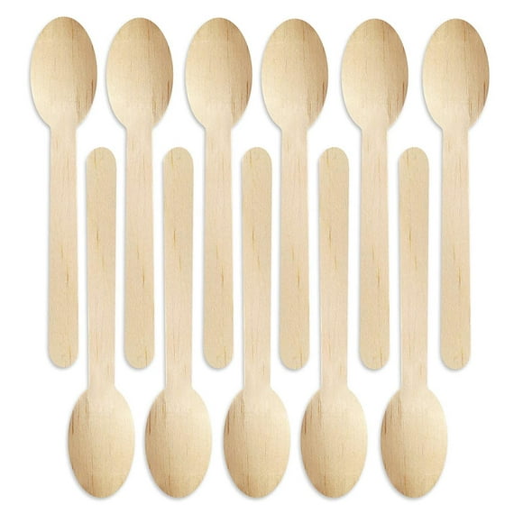 jovati 100Pcs Party Picnic Disposable Wooden Spoon