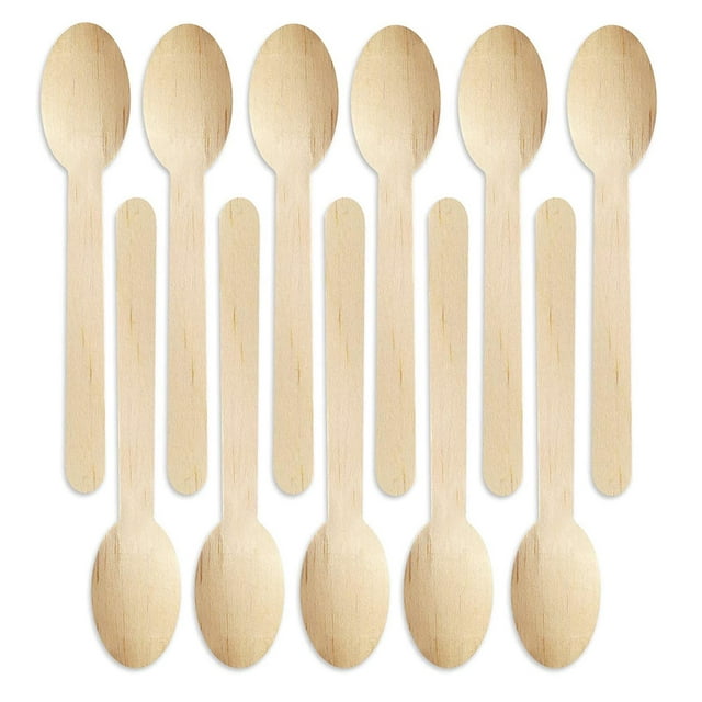 Birdeem 100Pcs Party Picnic Disposable Wooden Spoon