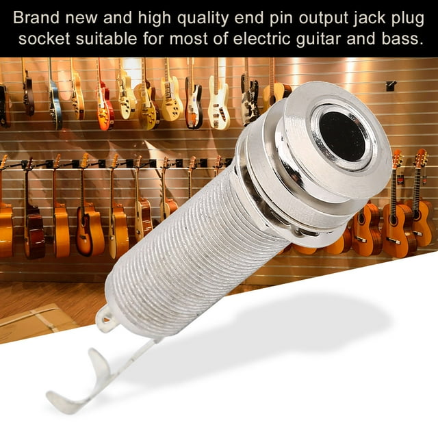 Guitar Output Jack Socket, 1/4inch Cylinder Long Threaded End Pin Output Jack For Electric Guitar Bass