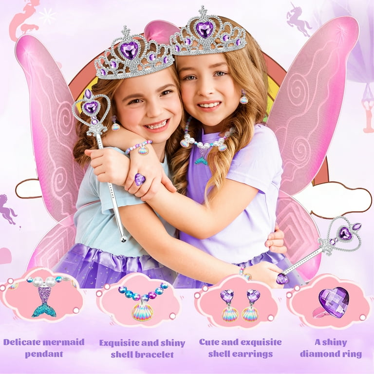 HopeRock Girl Dress up Princess Set, Mermaid Toys for Girls Ages 3-6 Years,  Halloween Costume, Include Jewelry, Crown and Shoes, Princess Pretend Play  Toy Gift for 2 3 4 5 6 Year Old Girls. - Walmart.com