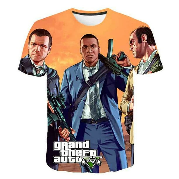 Niños Grand Theft Auto Camisetas Ropa Niños Niños Niñas Juego GTA 5 Camisetas Ropa Niños Verano Nuevas camisetas Tops Disfraces9T Gao Jinjia LED