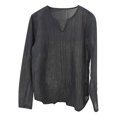 thumbnail image 2 of COSFO Black Shirts for Men Long Sleeve V-Neck Casual Breathable Solid Pullover Men's T-Shirts, 2 of 3