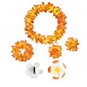 5PCS Hawaiian Luau Leis Party Decorations Supplies - Tropical Tiki Flowers Necklaces Bracelets Bulk Summer Pool Decor Favors Ornaments