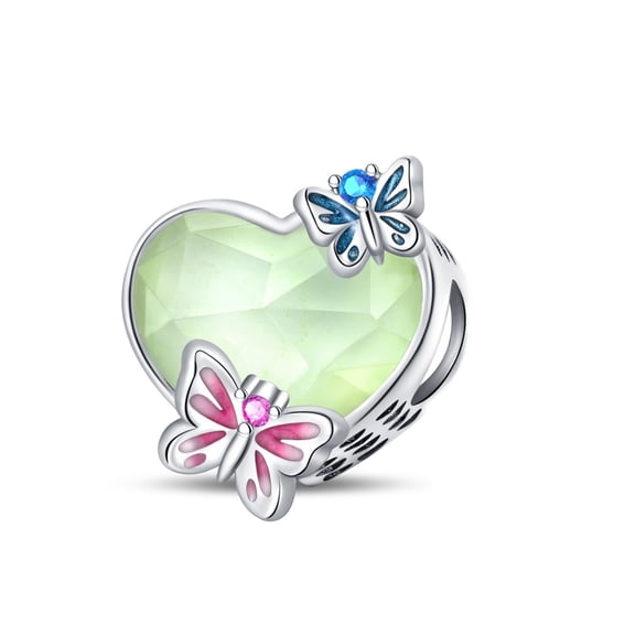 Luminous Spring - Colored Love Heart Charm, Compatible with Most Bracelet, Charm for Bracelet