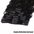 thumbnail image 6 of Benehair Clip In 100% Real Remy Human Hair Extensions Double Weft Thick Full Head 18" 20" Body Wave Wavy Curly Hair Black, 6 of 11