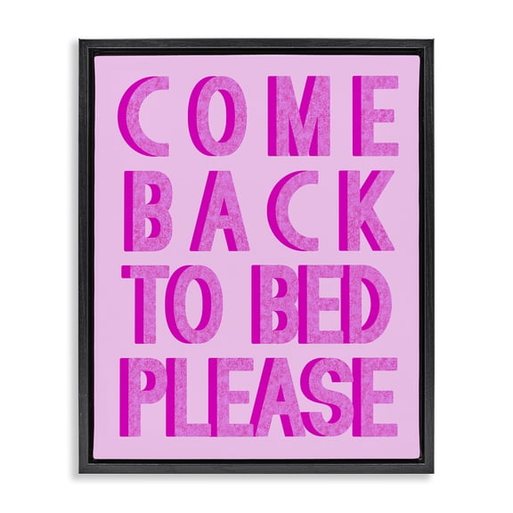 Stupell Industries Art Deco Purple Back to Bed Black Floating Frame Canvas Art, 17 x 21, by Lil' Rue
