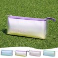 thumbnail image 1 of Estuche de lápices de color degradado | Bolsa de almacenamiento con cremallera de malla | Organizador multicapa desmontable | Diseño transparente de dos capas | Caja de papelería versátil |, 1 of 8