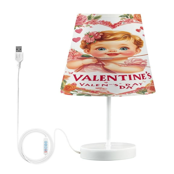 BZSMCE Table Lamp Creative Cupid with Bow Roses Hearts Simple Pattern Night Light