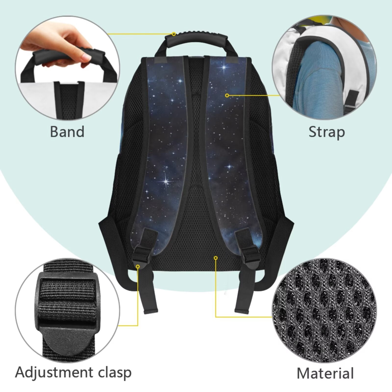 Pzuqiu Blue Galaxy Axolotl Backpack for Boys Girls Back to School Shoulder Bookbags,4 PCS Insulated Lunch Box Pencil Case 17 Inch Girls Schoolbag for Middle School Rucksack
