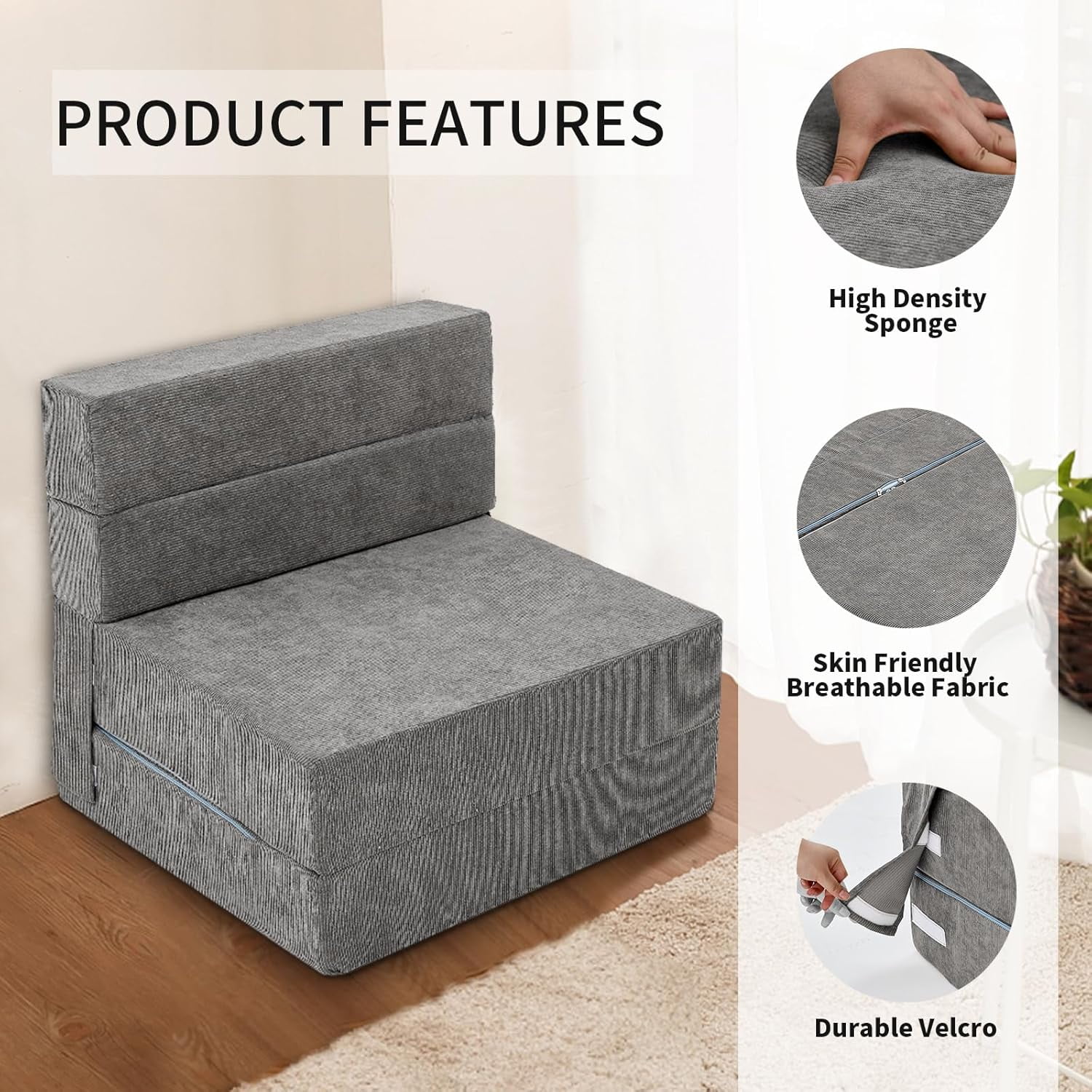Tiita Kids Folding Sofa Bed Floor Mattress - Toddler Nap Mat, Foldable Chair Bed With Storage Bag, Glow-in-Dark