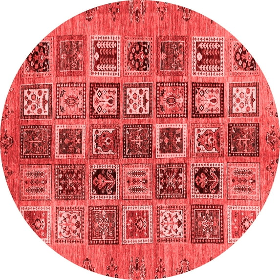 Ahgly Company Indoor Round Abstract Red Modern Area Rugs, 3' Round