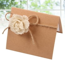 GOOHOCHY Chic Wedding Place Cards with Jute Flower Decoration for Elegant Parties Light Brown Paper 10 Pcs