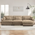 thumbnail image 3 of 130"Oversized Couch, 3 Seater Modular Sectional Sofa, Camel Large L Shaped Sectional Couches for Living Room, Fluffy Couch Set, 3 Seater, Velvet Cloud Couch with Ottoman, Sofas for Living Room, 3 of 12