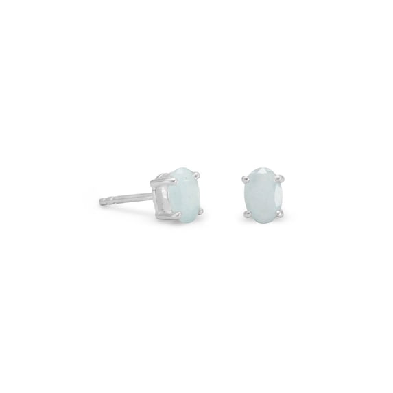.925 Sterling Silver Faceted Oval Aquamarine Women's Earrings