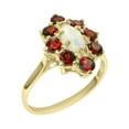 thumbnail image 1 of LBG British Made Solid 10k Yellow Gold Natural Opal & Garnet Womens Anniversary Ring - 33 size options - Size 10.25, 1 of 5