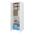 thumbnail image 6 of Miekor Furniture World 2-Door Tall Wardrobe Cabinet, 4 Shelves, Vertical Storage, 66.9" H – Bedroom, White MK0444, 6 of 8
