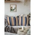 thumbnail image 3 of Outdoor Pillows Waterproof, Orange Navy Blue Striped Bedding Throw Pillows with Insert for Couch Sofa Bed, Modern Minimalist Ombre Lines 16x16 Inch Pillowcases Decorative Patio Pillow Set of 2, 3 of 8