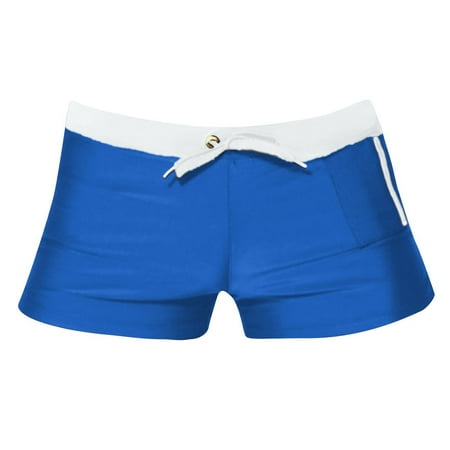 snowsong Mens Swim Trunks Mens Underwear Mens Double Briefs Mesh Buttock Lifting Thong Mesh Breathable Lace Up Swimming Trunks Mens Shorts Blue XL