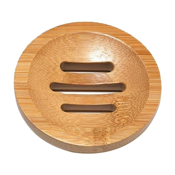 HJQEQVD Wooden Soap Dishes, 3.2 Inches Round Wood Soap Tray, Small Circle Soap Holder, Bathroom Shampoo Bar Holder, Bar Soap Holder for Shower, Scrub Sponge Tray for Kitchens