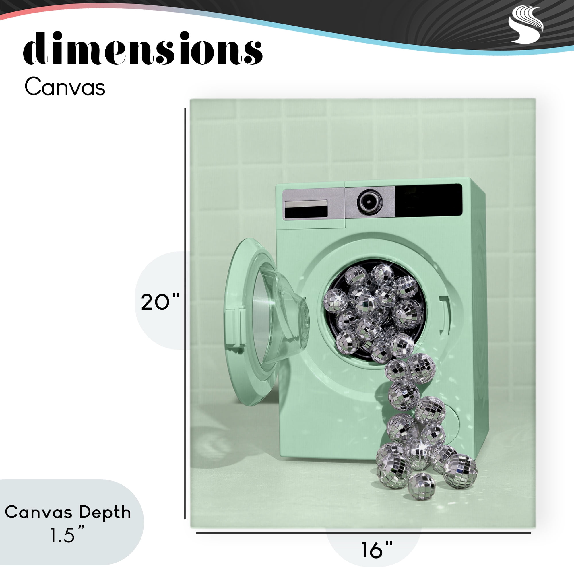 Stupell Industries Disco Laundry Machine over Green Canvas Wall Art, design by LISH Creative