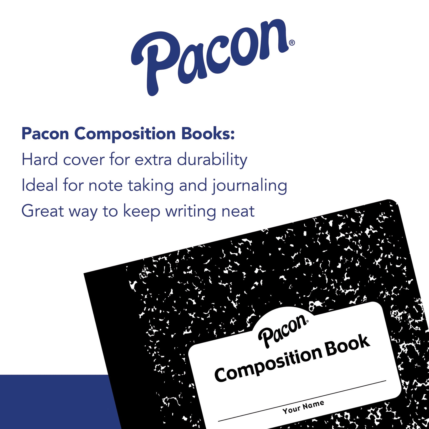 Pacon Composition Book 9/32" Ruled 100 Sheets Black Marble Pack of 6 (PACMMK37106-6)