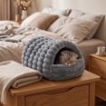thumbnail image 6 of Covered Cat Bed Cave - 2-in-1 Enclosed Pet House for Small Medium Dogs Cats, Winter Warm Sleeping Shelter with Removable Cushion, 2 Size Indoor, 6 of 7