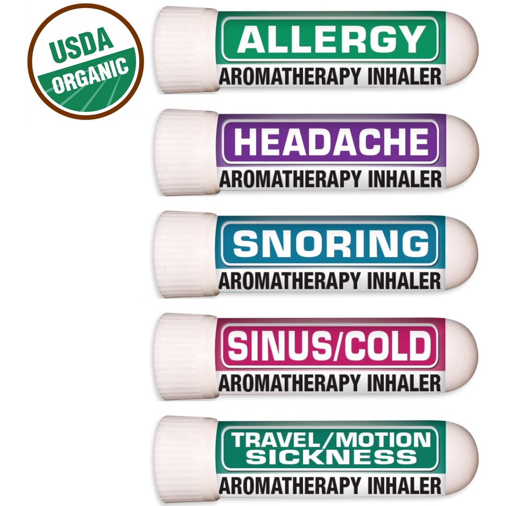 Nasal Inhaler Aromatherapy Gift Set of 5 Allergy, Headache, Snoring