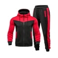 thumbnail image 2 of LEKWK Tracksuit Men Color Block Athletic 2 Piece Sweatsuit Sport Activewear Zip Up Hooded Jacket and Joggers Matching Outfits for Running Workout, 2 of 5