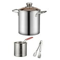 thumbnail image 1 of Casserole à Frire en Acier Inoxydable de 3 L avec Panier et Attaches, Friteuse Profonde Résistante à la Rouille en 304, Options à Double Poignée et Répartition Uniforme de la Chaleur, Compatible Lave-Vaisselle pour un Nettoyage Facile (Argent, Capacité de 3 Litres), 1 of 8