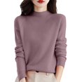 thumbnail image 3 of Women's Mock Neck Raglan Sleeve Sweater, Loose Fit Pullover Top, Solid Color Casual Sweater, Oversized Slouchy Top, Fall Winter Everyday Wear, Long Sleeve Pullover Light Violet L, 3 of 9