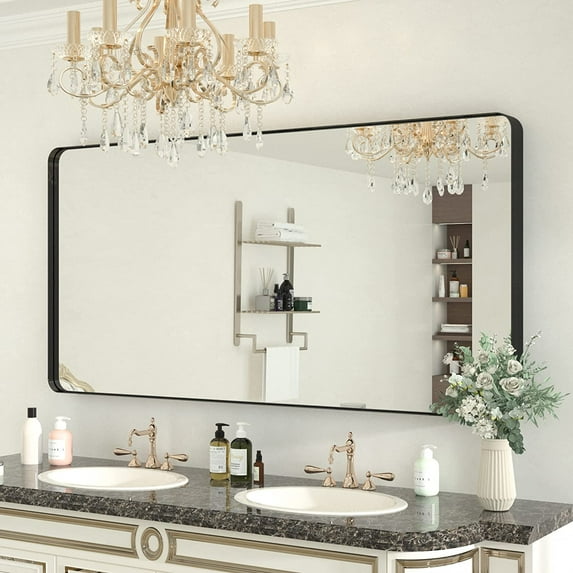 Depuley 60" x 30" Black Modern Wall Mirror,Rectangular Vanity Makeup Mirror for Bathroom and Bedroom,Multiple Sizes