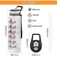 thumbnail image 3 of Water Bottles, 1L Clear Water Bottle with Straw Time Markings Purple Marble Opal Fluid Big Sports Gym Water Bottle for Adults Student Work, Leakproof, 3 of 7