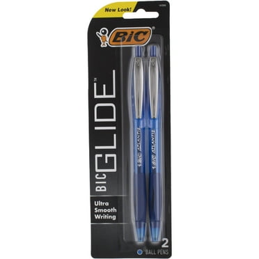 BIC Atlantis Retractable Pen, BallPoint, 10 mm, Blue Ink, 2 Count