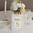 thumbnail image 2 of Efavormart 25 Pack White Sage Green Double Sided Paper Wedding Table Numbers with Floral Leaf and Gold Foil Numbers Print, 7" Free Standing Table Sign Cards 1-25, 2 of 11