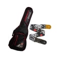 thumbnail image 1 of PAQUETE Estuche para guitarra eléctrica Funda para guitarra Gig bag, guitar case para trasporte y protección, color negro bordes rojos + Tahali strap correa Kidam CRISTIANO, 1 of 4