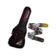 thumbnail image 1 of PAQUETE Estuche para guitarra eléctrica Funda para guitarra Gig bag, guitar case para trasporte y protección, color negro bordes rojos + Tahali strap correa Kidam CRISTIANO, 1 of 4