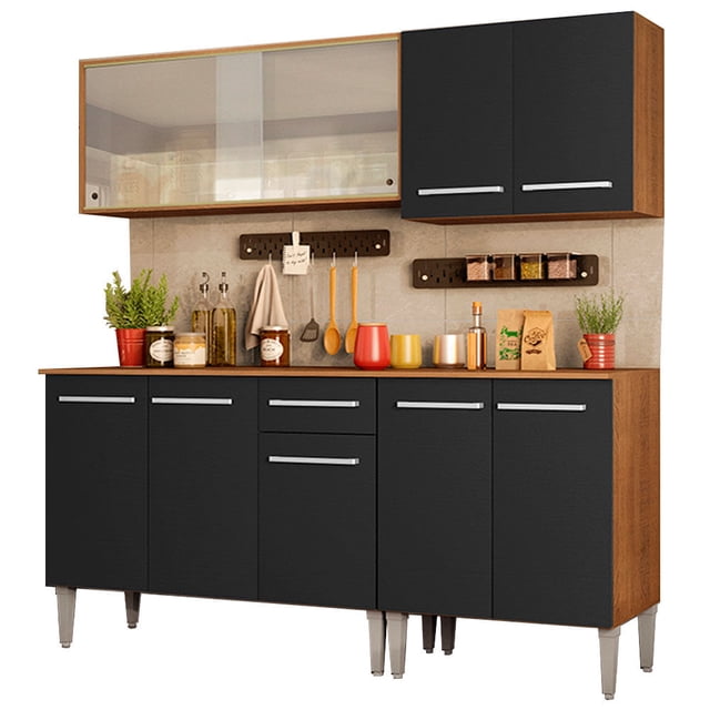 Cocina Integral Madesa Emilly Box 169cm Marrón/Negro