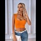 thumbnail image 5 of Top Corto Sin Mangas con Cuello Cuadrado para Mujer, Ideal para Entrenamiento y Fitness, Básico de Verano 2025 Color Naranja M, 5 of 8
