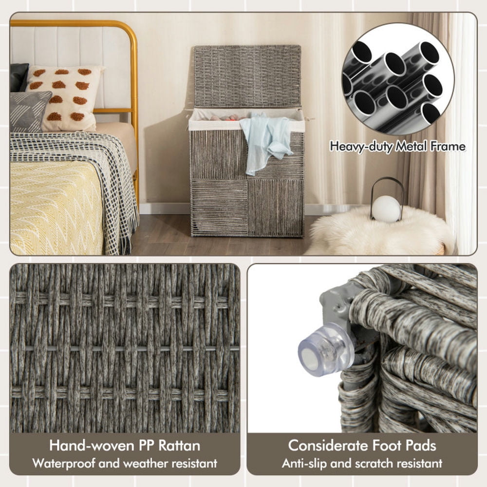 Finihen Laundry Hamper, Laundry Basket, 29 Gallons Laundry Hamper with Convenient Handles and Removable Liner Bag, for Bathroom, Laundry Room, Gray Finihen Laundry Hamper, Laundry Basket, 29 Gallons Laundry Hamper with Convenient Handles and Removable Liner Bag, for Bathroom, Laundry Room, Gray