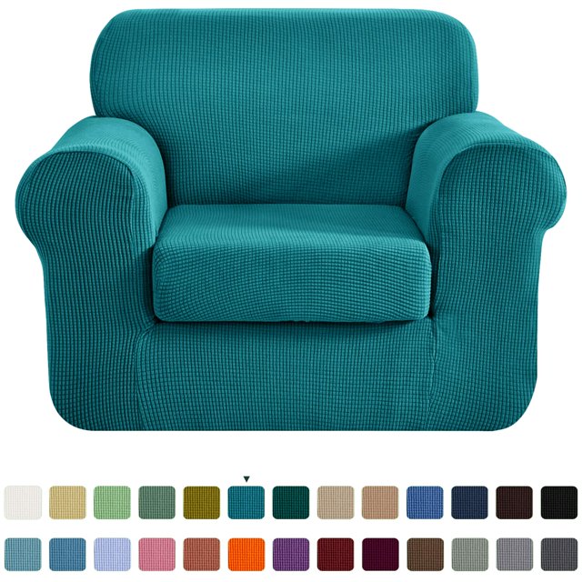 CHUN YI Stretch 2-Piece Checks Sofa Cover with Cushion Cover Slipcover