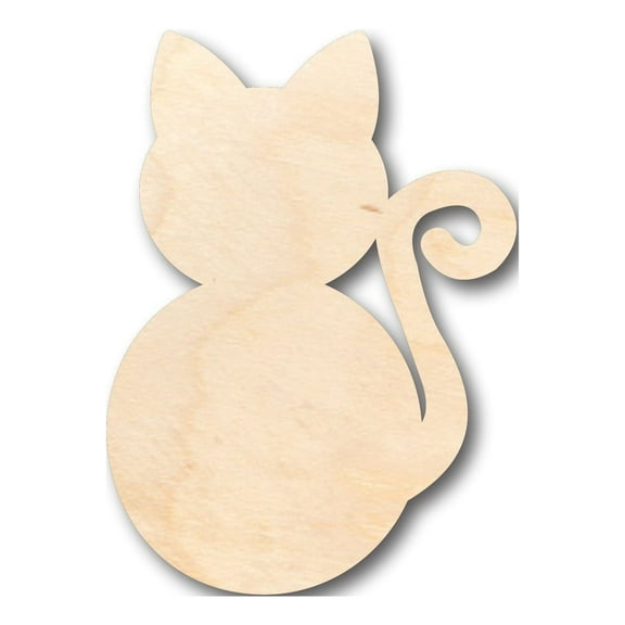 Unfinished Wood Sitting Cat Shape - Craft - up to 46" DIY 6" / 1/4"