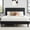 Black Velvet, variant on Novilla Queen Bed Frame, Queen Size Bed Frame with Wooden Slats Support, Linen Upholstered Stripe Headboard, No Box Spring Needed, Heavy Duty Feet, Easy Assembly, Beige