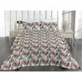 thumbnail image 2 of Ambesonne Bird Print Quilted Bedspread Set 3 Pcs, Art Jungle Leaves Summer, Twin, Dark Teal Cinnamon Rose, 2 of 4