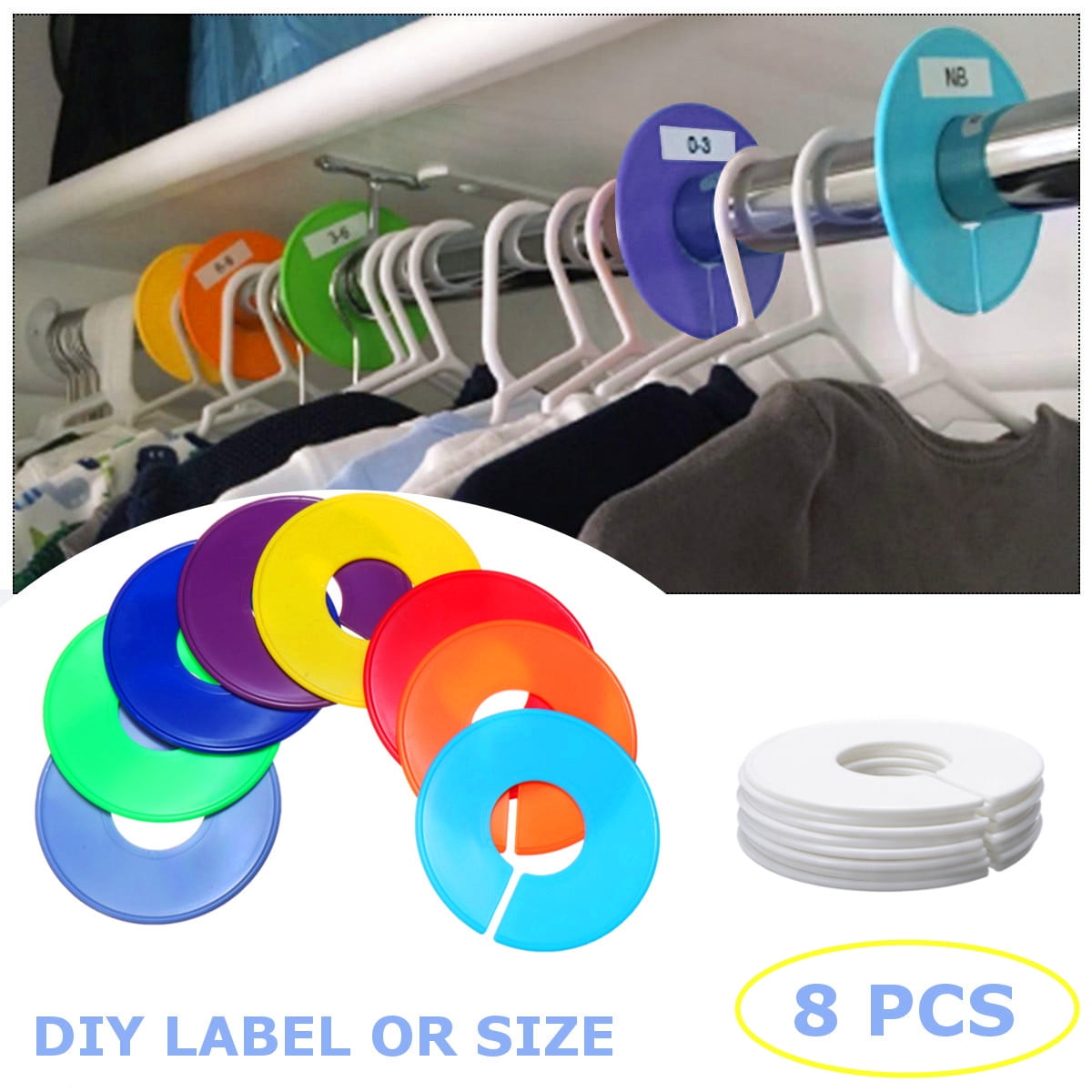 10Pcs Plastic Clothing Round Rack Ring Shop Size Dividers Fits Round Tube NA$LJP 