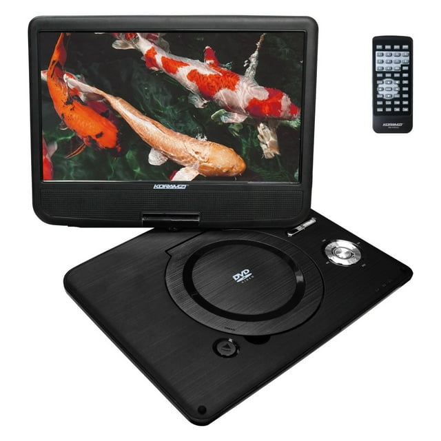 Koramzi Portable 10" Swivel DVD Player with Rechargeable Battery / USB&SD Reader / AV Out / Headphone Jack / Remote Control/ AC-DC Power Adaptor/ Multi-Region