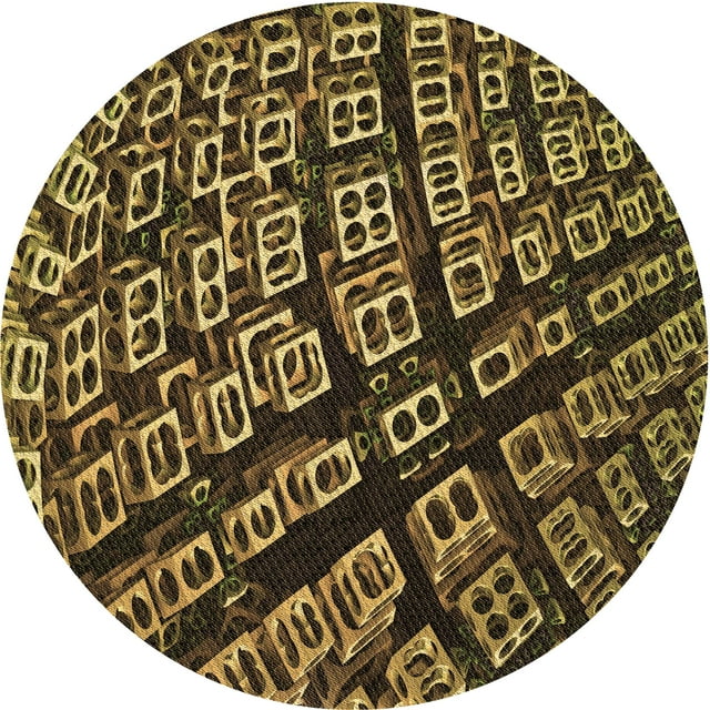 Ahgly Company Tapis d'Intérieur Rond Lavable en Machine Transitionnel Caramel Brun, 8 Pieds Rond