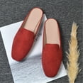 thumbnail image 2 of Women's Solid Suede Square Toe Flat Mule Shoes-Closed Toe Slip-On Sandals, 2 of 5